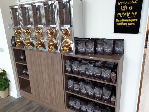 Bags of coffee beans